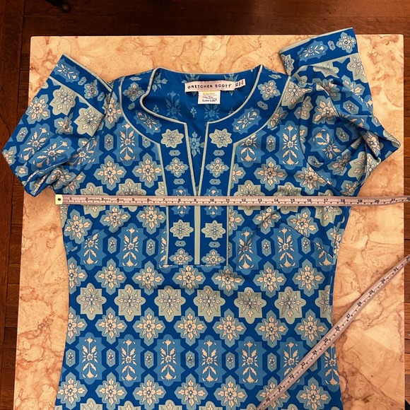 Gretchen Scott Split Neck Jersey Dress Haveli Turquoise XS - Picture 9 of 15